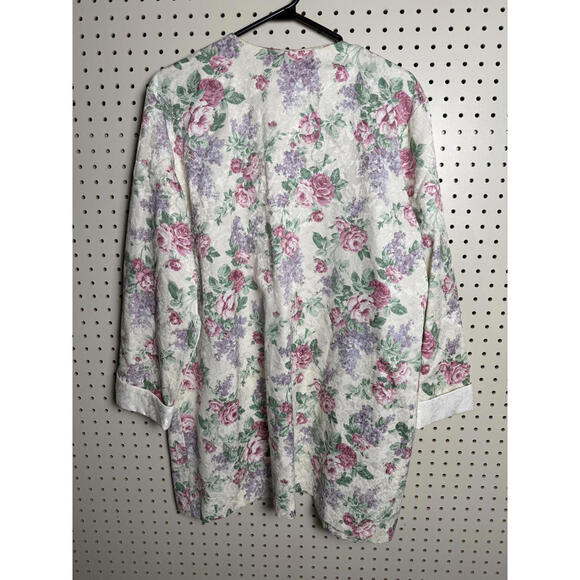 Vintage Floral Pattern 1980s open front blazer jacket Size 16/2 - Picture 4 of 6